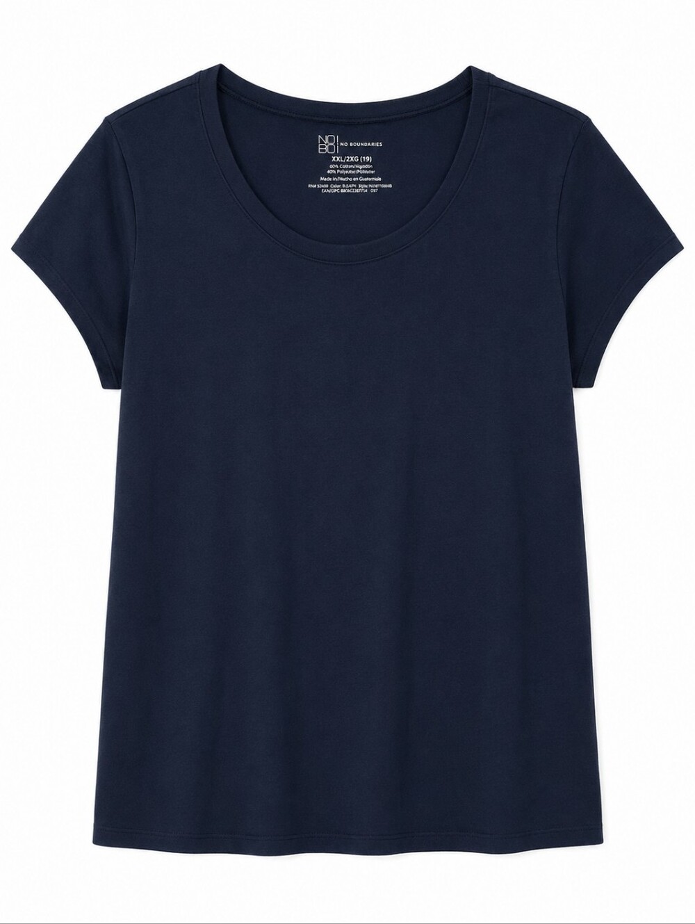 No Boundaries Women's Navy Short-Sleeve Scoop Neck Tee - Picture 1 of 2